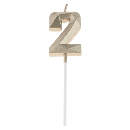 Candle in the cake on the skewer "Almaz", the number "2", champagne, 4.8x2.6 cm-5