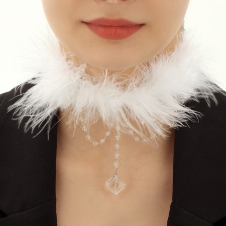 Choker "Lightness" with beads, white color, metal silver, 48 cm
