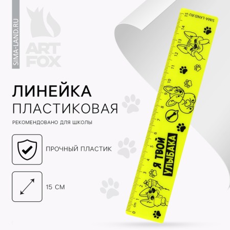 Plastic ruler 15 cm "I am your smile", neon case
