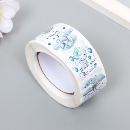 Stick Paper "Cute elephant" d = 2.5 cm 500 pcs in a roll 3x6.5x6.5 cm-1