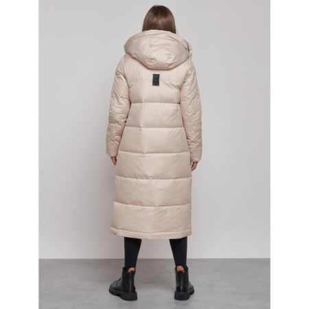 Coat insulated winter female, size 44, beige color-3