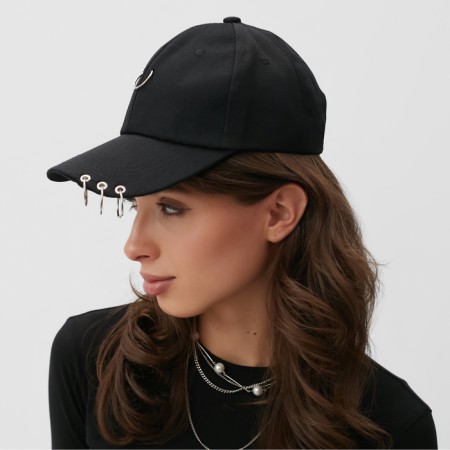 Women's cap Minaku with rings Black color, rr 56-58-1