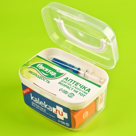 Sweet first aid kit Kaleka.ru: Drage with vitamin C, Pupyr Antistress, Handle Handle-2