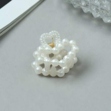 Hair crab "Arena" (set 6 pcs) heart, 2.5 cm, white