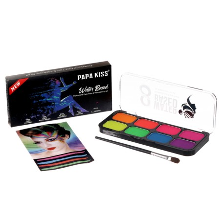 Professional aquagim for the face and body, 8 neon colors, brush-1