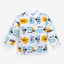 A blouse for a boy “Bear”, white/yellow color, height 80 cm
