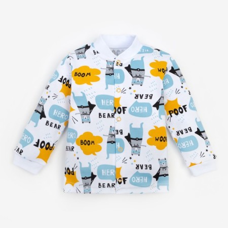 A blouse for a boy “Bear”, white/yellow color, height 80 cm