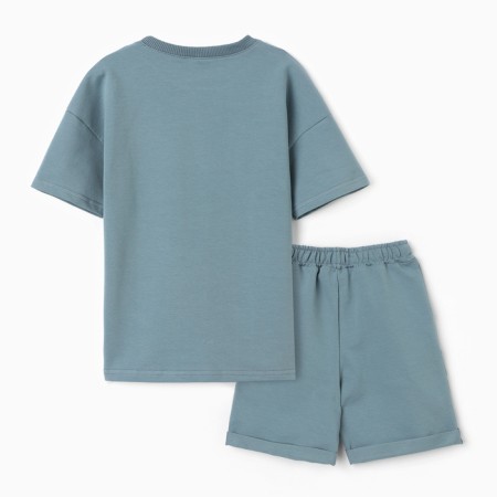 Children's costume (T -shirt, shorts), turquoise color, height 98-4