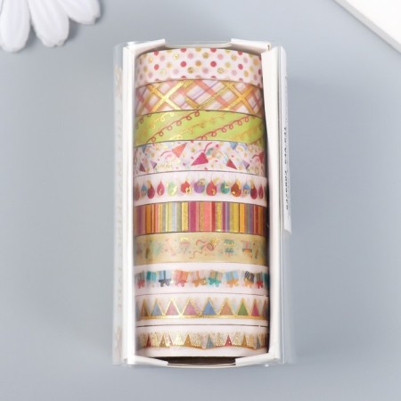 Adhesive tape Party Party set 10 pcs. 0.8 cm dl. 2 m 8.5x4x1 cm-4