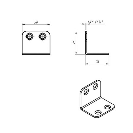 Furniture corner, 26x26x1.5 mm, zinc, in packaging 800 pcs.-2