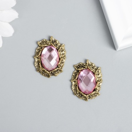 Decor for creativity Metal "Rhubes in the leaves" pink 3x2.3 cm-3