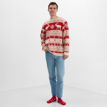 New Year. Knitted jumper KAFTAN Scandinavia size 44, red-2