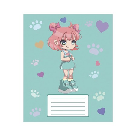 Notebook 12 sheets in the "Anime 013" line, cover shaking cardboard, VD-LK, block No. 2 (gray sheets), mix-5