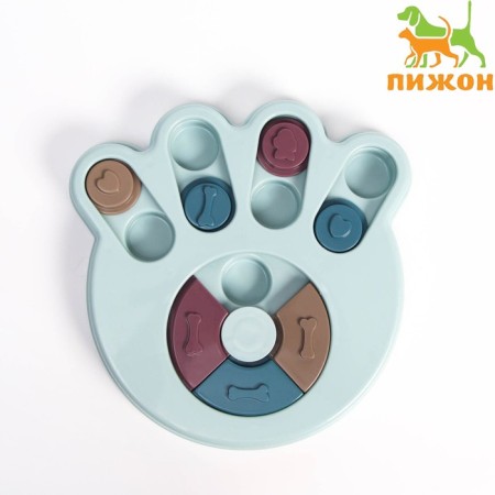 Intellectual toy for treats "paw", 24 x 23.5 x 3 cm, blue