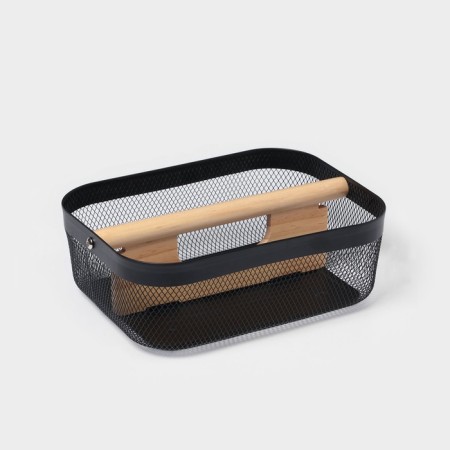 Universal Basket LADOM "Halves", rectangular, with a pen, 32.5 × 24.5 × 11.5 cm, black-2