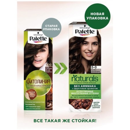 Hair dye Palette Naturals, 5-0 light brown, 110 ml-5