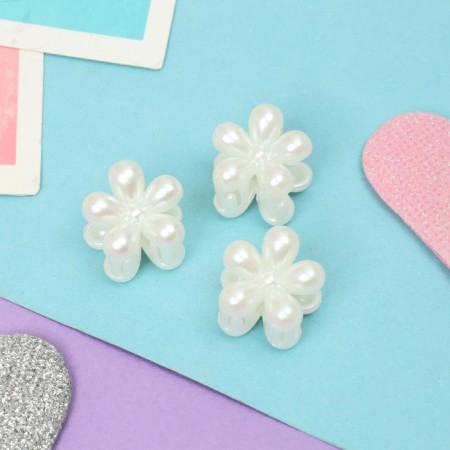 Hair crab "Beatrice" (set of 8 pcs) Flower, 2 cm, white-1