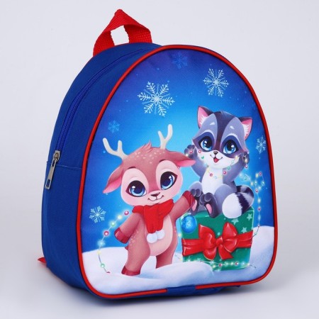 New Year's children's backpack "Olenenok and Raccation", 23x20.5 cm, for the New Year-2