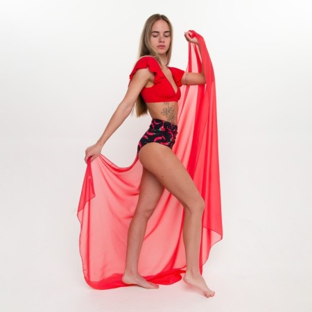 Pareo female, red color, size 120x170 cm-6