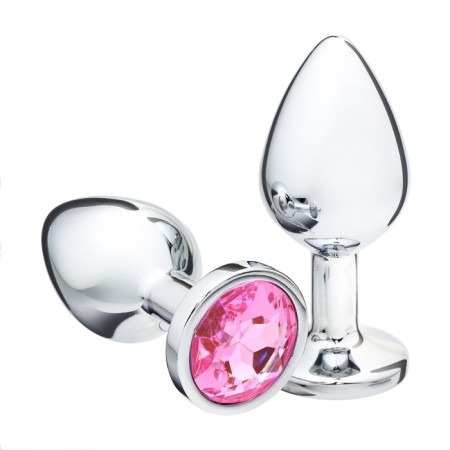 Anal traffic jams, silver, pink crystal, d = 34 mm-1