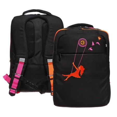 Youth backpack 40 x 28 x 16 cm, Grizzly, ergonomic back, laptop department, black