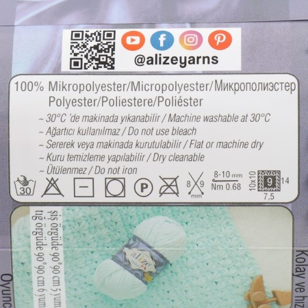 Yarn "Velluto" 100% micropoliester 68m/100g (646 Petrol)-3
