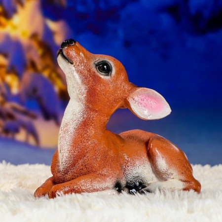 Garden figure "lying deer" from gypsum good souvenirs, 24 cm, medium, brown-5