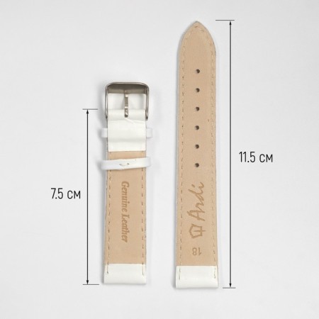Watch strap, 18 mm, harness 75 mm, larynx 115 mm, genuine leather, white-2