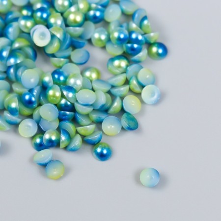 Decor "Semiobusins ​​and rhinestones. Gradient blue-gold" d = 4 mm 10g 200 pcs 5x2.5 cm mix-3
