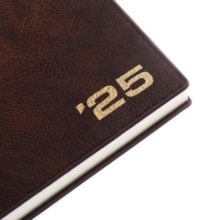 Dated 2025 diary, Escalada, A5+ 176 sheets, integral cover, artificial leather, foil embroidery, liesse, block 80 g/m2, brown-4