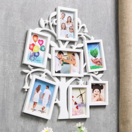 Photo frame in 7 photos 7x7 cm, 7x10 cm, 13x9 cm "Wish Tree" White 36x31 cm-1