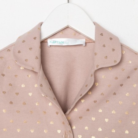 Пижама детская из фланели (рубашка, брюки) KAFTAN "Сердечки", рост 122-128, бежевый-9
