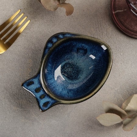 Ceramic "Moon Trail" dish, 11 × 8 × 3.5 cm-1
