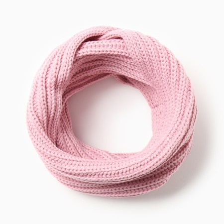 Scarf (clamp) children, pink color, size 108x26 cm