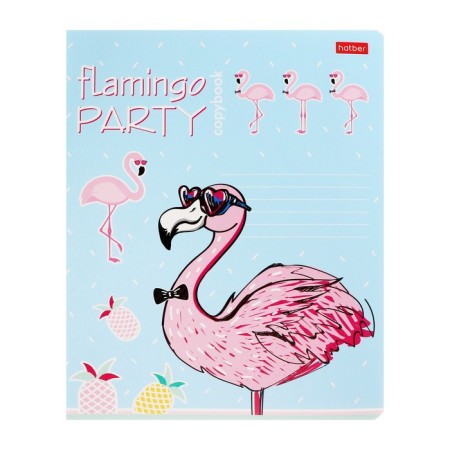 Notebook 18 sheets, in a cage, "flamingo", embossing, cover covering cardboard, 5 designs in the block-7