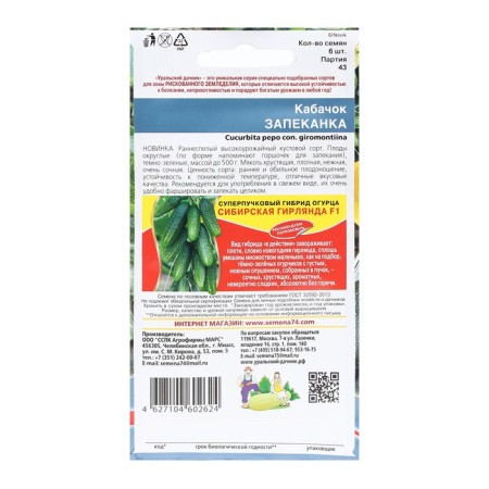 Semen zucchini "Casserole", 6 pcs-1