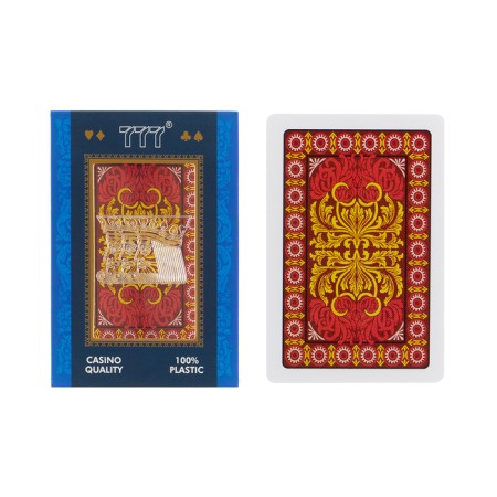 Plastic playing cards "777", 54 pcs, 30 μm, red with gold-2