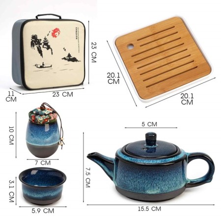 A set for a tea ceremony 10 items, 4 people, a cup 45ml, a kettle 180ml, a substrate mix-7
