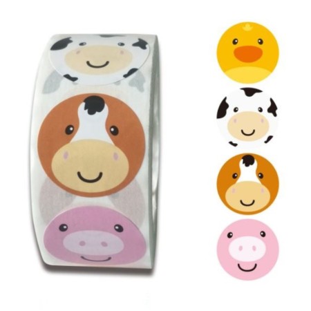 Stick Paper "Muzzle animals" d = 2.5 cm 500 pcs in a roll 3x6.5x6.5 cm