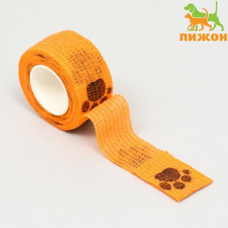The self -fixed bandage "paws", 2.5 cm, max. extensibility 4.5 m, orange