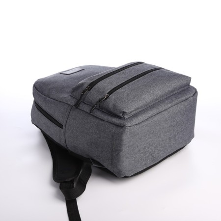 Youth backpack from lightning textiles, USB, 5 pockets, gray color-4