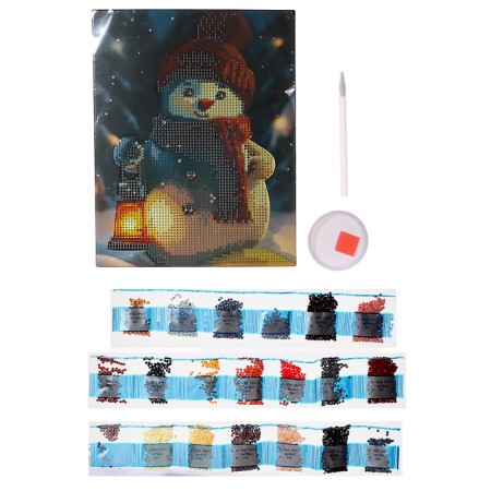 Diamond mosaic with partial filling for the New Year "Snowman" 20 x 25 cm-2