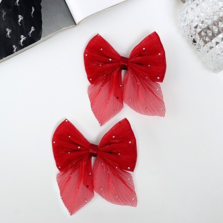 Hair clip "Marta" (set 2 pcs) overflow, 7.5 cm, red-2