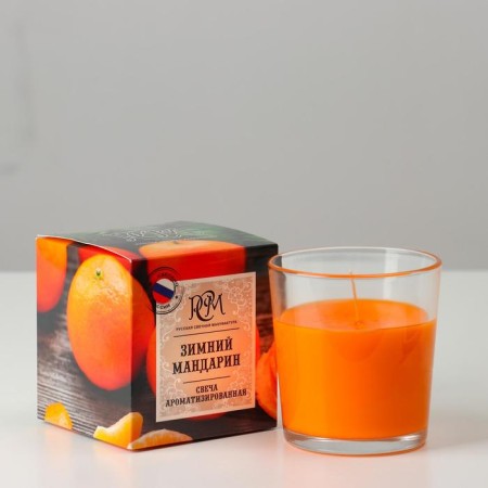 Aromatic candle in a glass "Winter Mandarin", gift packaging, 8x8.5 cm, 30 hours