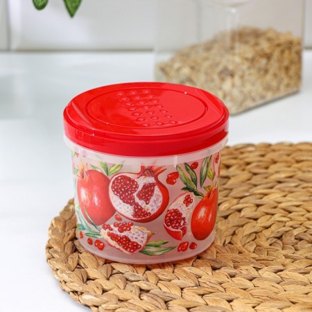 Bank with a screw cover ASTI, 700 ml, with decor, red color-1