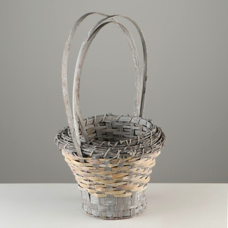 Set of wicker baskets, d23x18/42 cm, d27x19/44 cm, d29x19/46 cm, 3 pcs, gray, bamboo-1