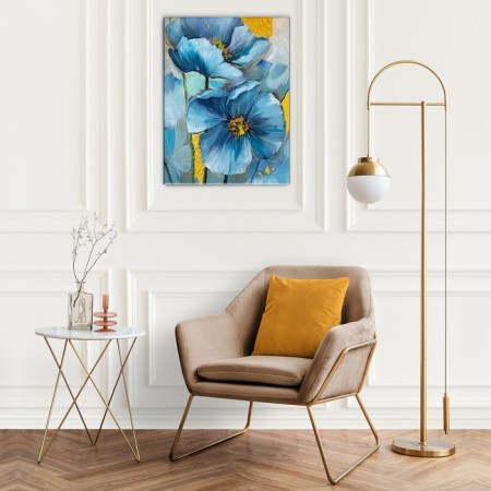 Picture on numbers with a whip "Blue flowers" 18 colors, 40 × 50 cm-1
