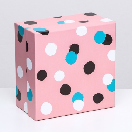 Gift box lid is, 19 x 19 x 10.5 cm. "Fun mood", multi-colored, blots