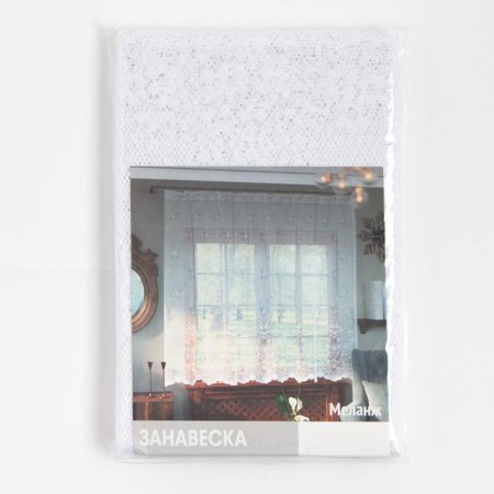 Tulle to the kitchen without curtain tape, 180x165 cm, white color, 100% polyester-4