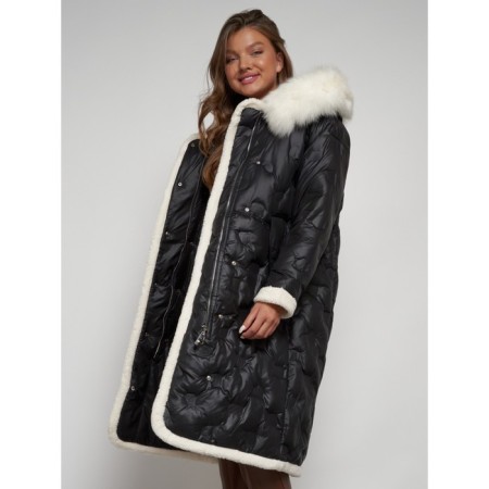 Coat insulated winter female, size 44, black color-19